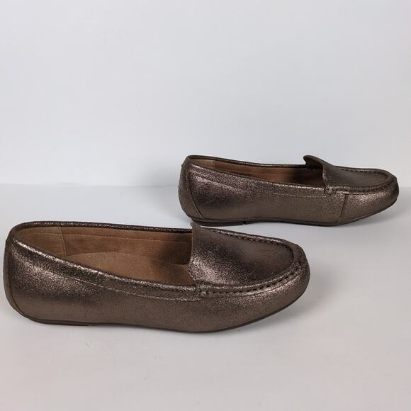 VIONIC Debbie Loafer Metallic Gold Leather Orthotic Comfort Women's 7.5 Wide - Picture 3 of 8